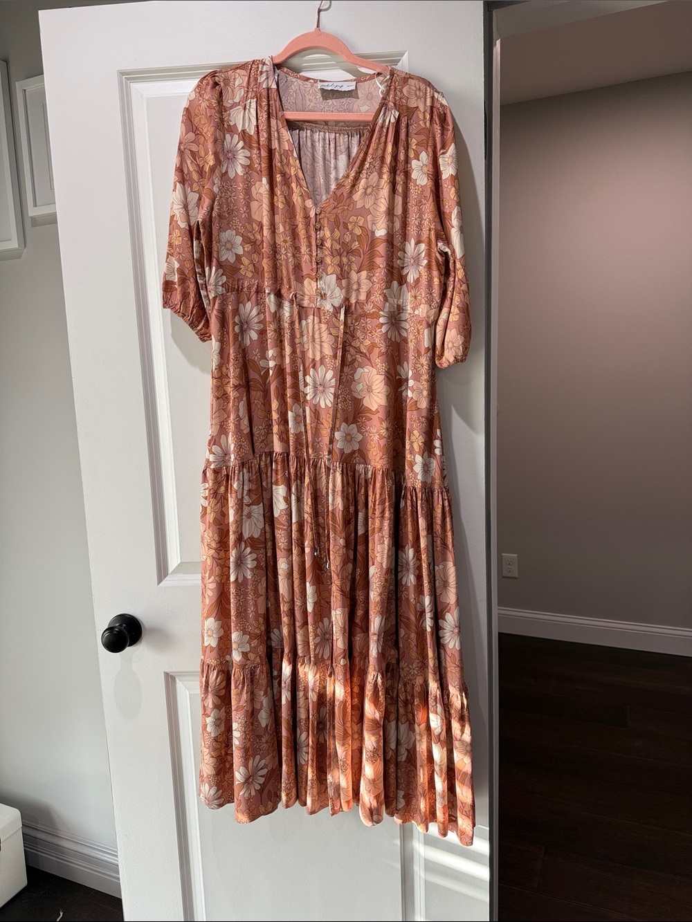 Petal & Pup Floral Tiered Midi Dress - Rust Floral